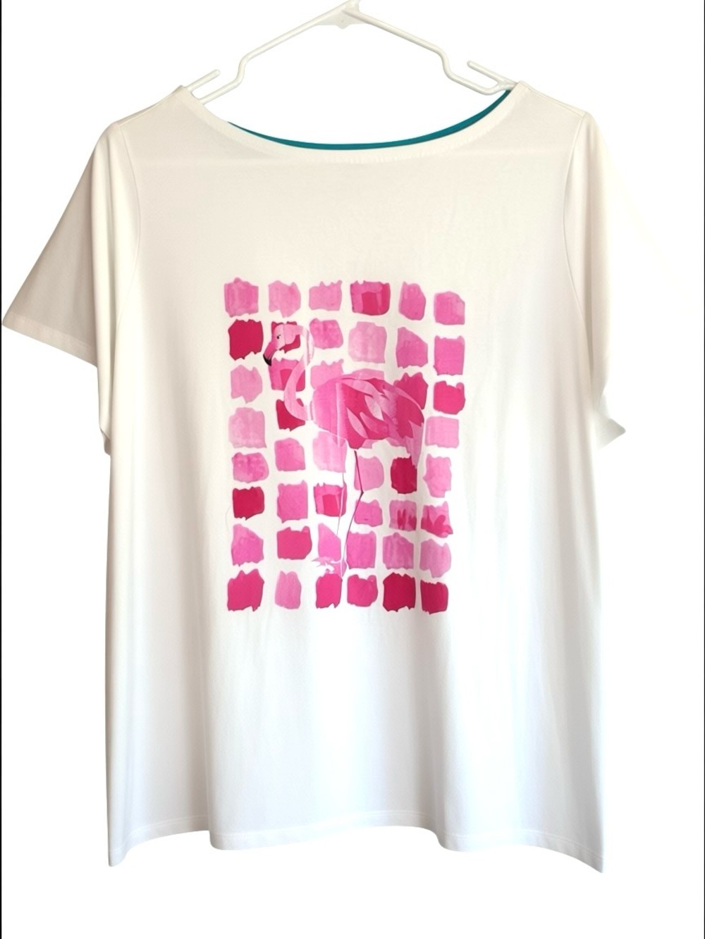 Rafaella Weekend 2X White Flamingo Graphic Cotton Tee